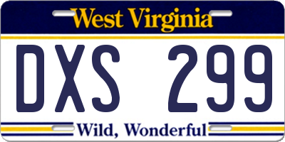 WV license plate DXS299