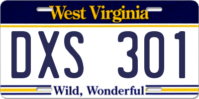 WV license plate DXS301