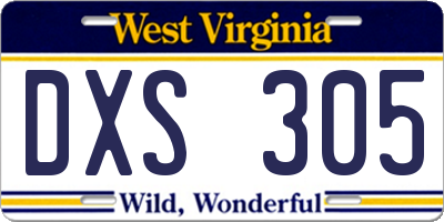 WV license plate DXS305