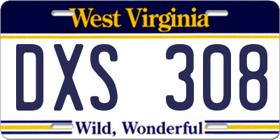WV license plate DXS308