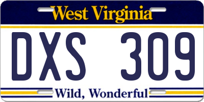 WV license plate DXS309