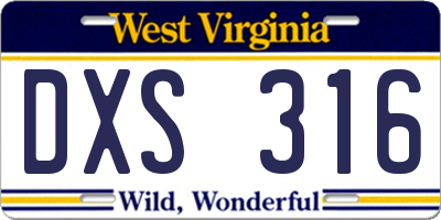 WV license plate DXS316