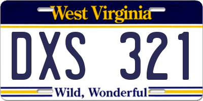 WV license plate DXS321