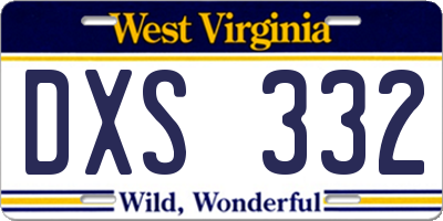 WV license plate DXS332
