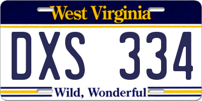 WV license plate DXS334
