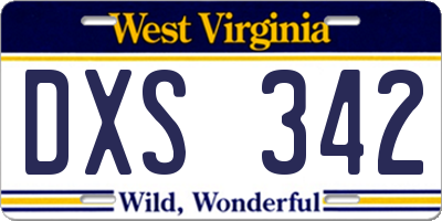 WV license plate DXS342