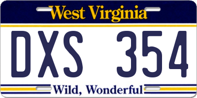 WV license plate DXS354