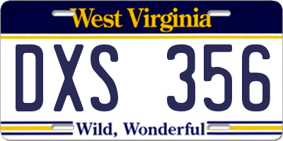 WV license plate DXS356