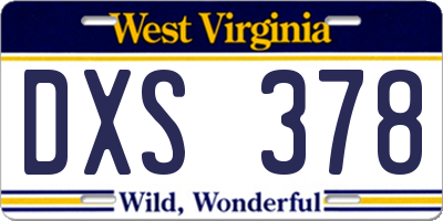 WV license plate DXS378