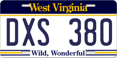 WV license plate DXS380