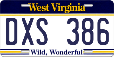 WV license plate DXS386