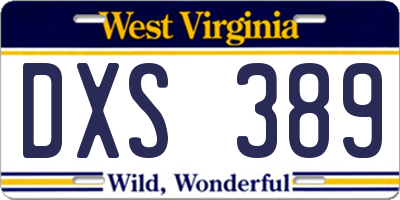 WV license plate DXS389