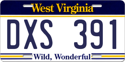 WV license plate DXS391