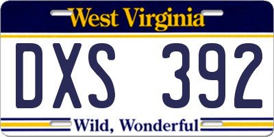 WV license plate DXS392