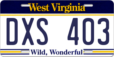 WV license plate DXS403