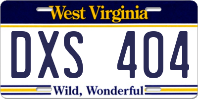 WV license plate DXS404