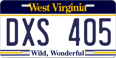 WV license plate DXS405