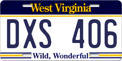 WV license plate DXS406