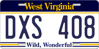 WV license plate DXS408