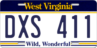 WV license plate DXS411