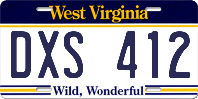 WV license plate DXS412