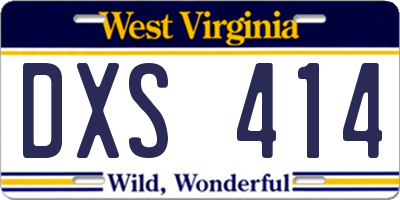 WV license plate DXS414