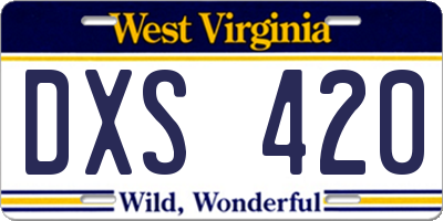 WV license plate DXS420