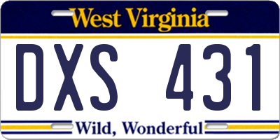 WV license plate DXS431