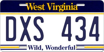 WV license plate DXS434
