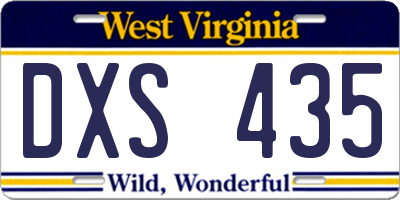WV license plate DXS435