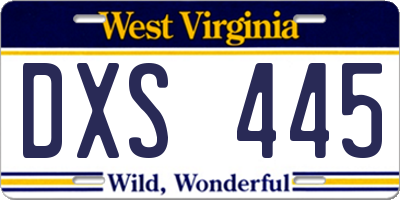 WV license plate DXS445