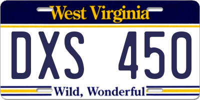 WV license plate DXS450