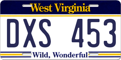 WV license plate DXS453