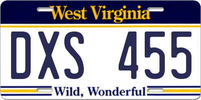 WV license plate DXS455