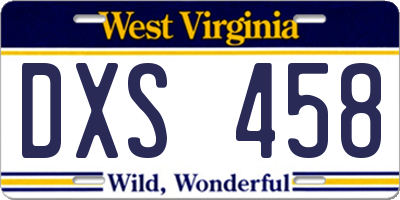 WV license plate DXS458