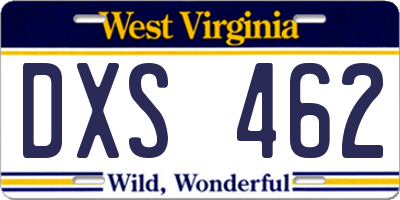 WV license plate DXS462