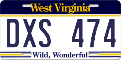 WV license plate DXS474
