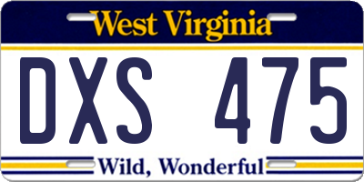 WV license plate DXS475