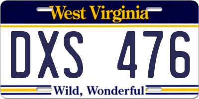 WV license plate DXS476