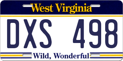 WV license plate DXS498
