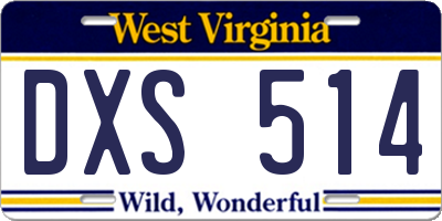 WV license plate DXS514