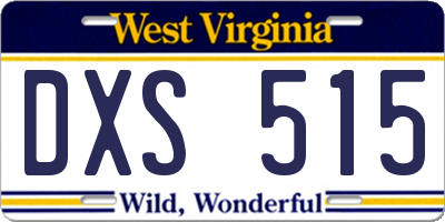 WV license plate DXS515
