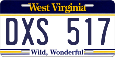 WV license plate DXS517