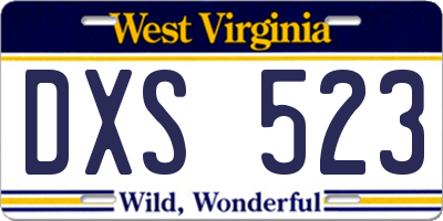 WV license plate DXS523