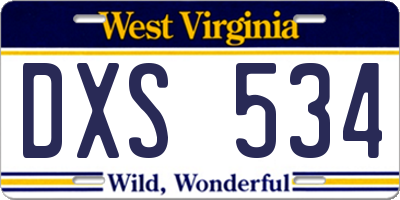 WV license plate DXS534