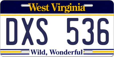 WV license plate DXS536