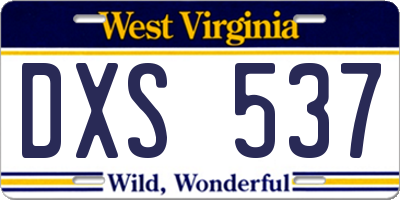 WV license plate DXS537