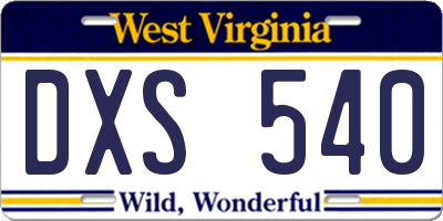 WV license plate DXS540