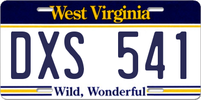 WV license plate DXS541
