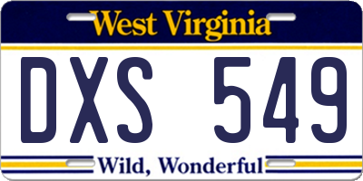 WV license plate DXS549